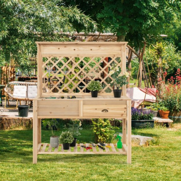 Wood Raised Garden Bench