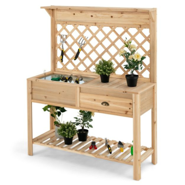 Wood Raised Garden Bench