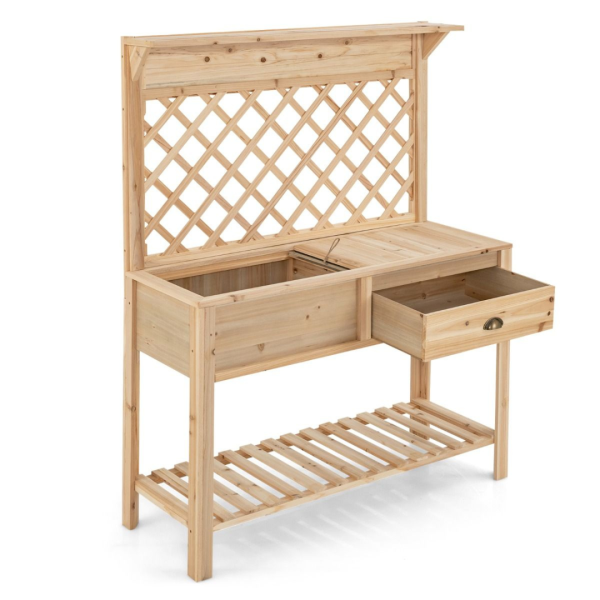 Wood Raised Garden Bench